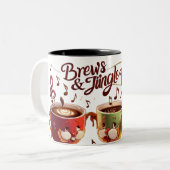 Brouwen & jingle deuntjes tweekleurige koffiemok (Voorkant links)