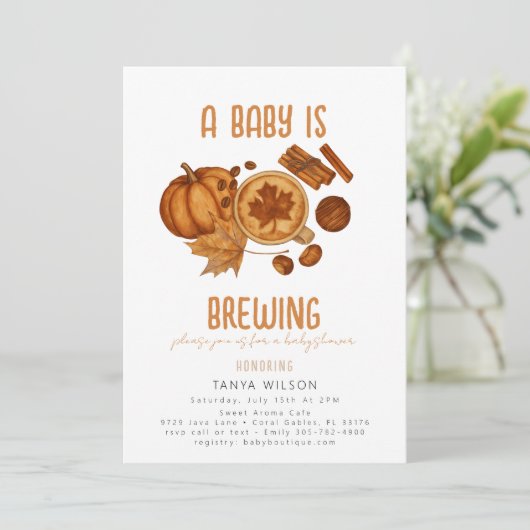 Brouwen kaneel Gezellige Herfst Pompoen Baby showe Kaart (Staand voorkant)