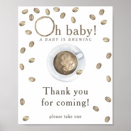 Brouwen koffie baby shower Bedankt voor uw komst Poster