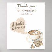 Brouwen koffie baby shower Bedankt voor uw komst Poster (Voorkant)