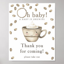 Brouwen koffie baby shower Bedankt voor uw komst Poster