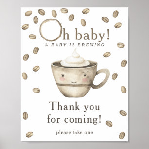 Brouwen koffie baby shower Bedankt voor uw komst Poster