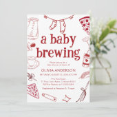 Brouwen Koffie Hand getrokken Doodles baby shower Kaart (Staand voorkant)