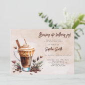 Brouwen op verjaardag vreugde koffie verjaardag br kaart (Staand voorkant)