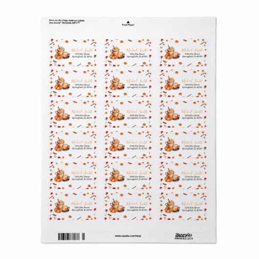 Brouwen Pumpkin Spice Coffee Baby shower Adres Etiket (Full Sheet)