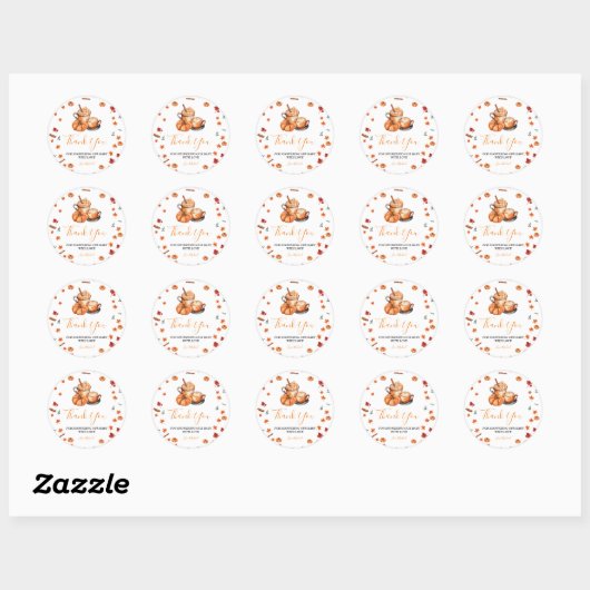 Brouwen Pumpkin Spice Coffee Baby shower Bedankt Ronde Sticker (Vel)
