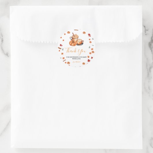 Brouwen Pumpkin Spice Coffee Baby shower Bedankt Ronde Sticker (Tas)