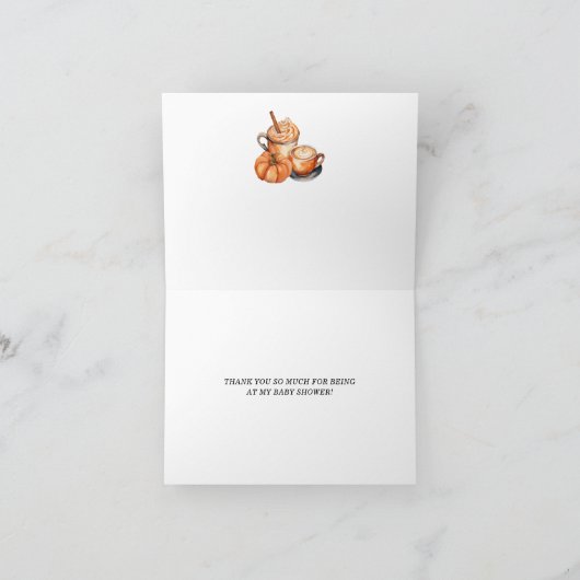 Brouwen Pumpkin Spice Coffee Baby shower Gevouwen Bedankkaart (Binnen)