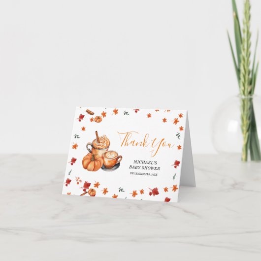 Brouwen Pumpkin Spice Coffee Baby shower Gevouwen Bedankkaart (Voorkant)