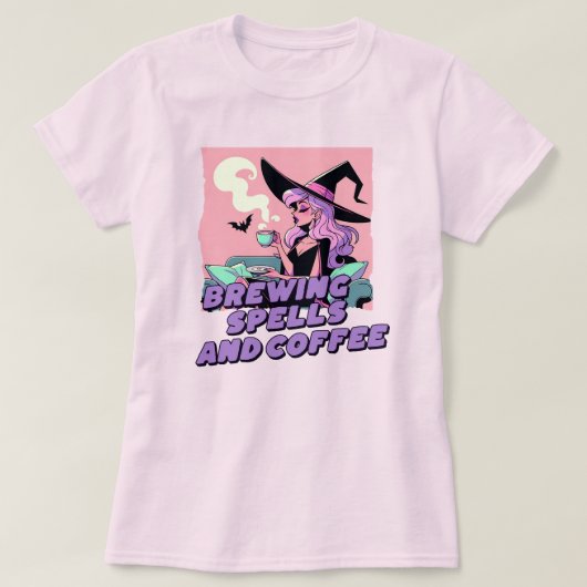 Brouwen Spells en Coffee Pastel Witch Shirt (Design voorkant)