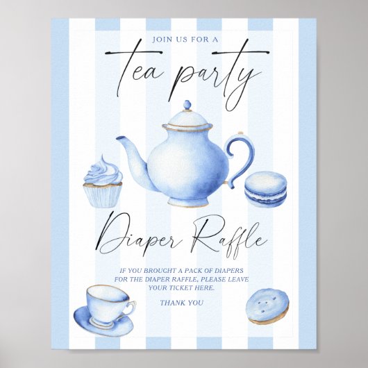 Brouwen Tea Party baby shower Luierverloting Poster (Voorkant)