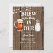 Brouwen voor Baby is Due Rustic Wood Baby shower Kaart (Voorkant)
