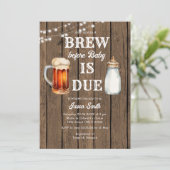 Brouwen voor Baby is Due Rustic Wood Baby shower Kaart (Staand voorkant)