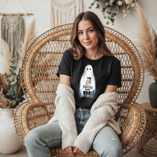 Brouwen voor Boo Spooky Ghost Coffee Cup Halloween Tri-Blend Shirt