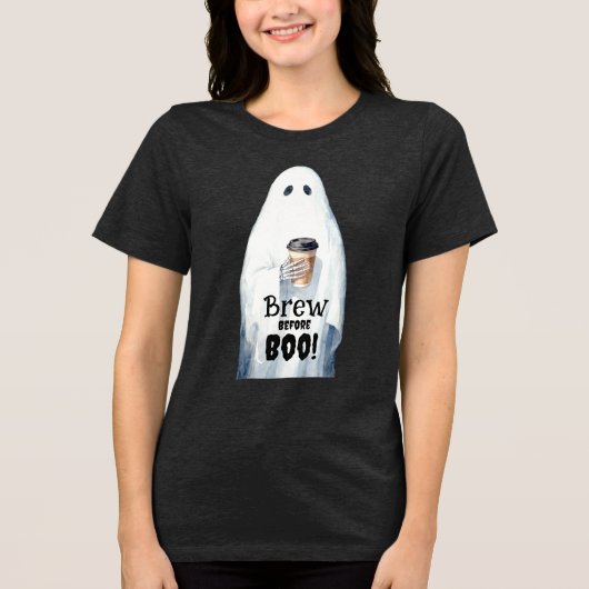 Brouwen voor Boo Spooky Ghost Coffee Cup Halloween Tri-Blend Shirt (Voorkant)