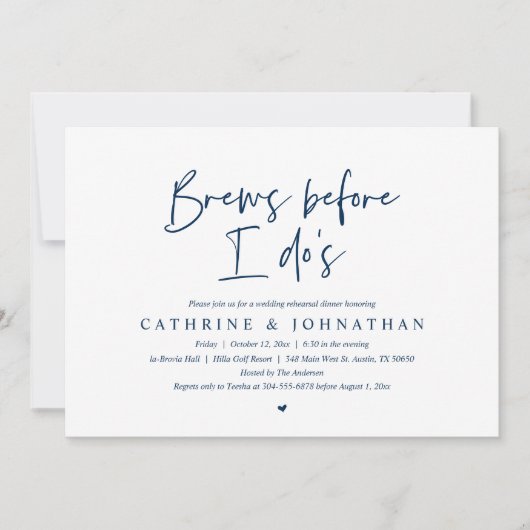 Brouwen voordat ik dat doe, bruiloft repetitie Din Kaart (Voorkant)