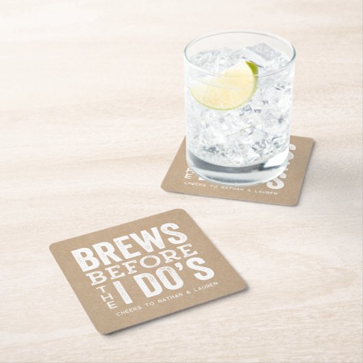 Brouwen voordat ik de kraft pre-bruiloft doe kartonnen onderzetters (Insitu)