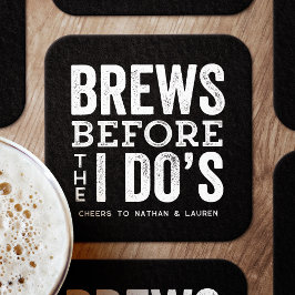 Brouwen voordat ik doe zwart-wit vrijgezellenfeest kartonnen onderzetters