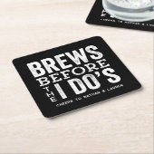 Brouwen voordat ik doe zwart-wit vrijgezellenfeest kartonnen onderzetters (Schuin)