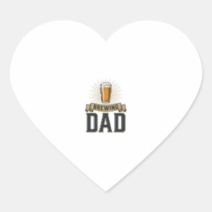 Brouwende Vader Bier Vintage Gravure Shirt Ontwerp Hart Sticker