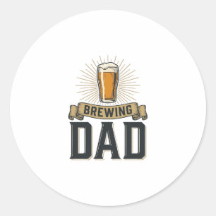 Brouwende Vader Bier Vintage Gravure Shirt Ontwerp Ronde Sticker