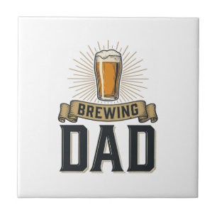 Brouwende Vader Bier Vintage Gravure Shirt Ontwerp Tegeltje