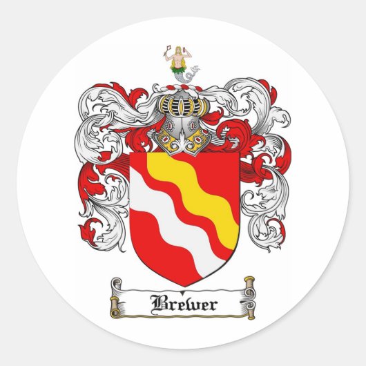 BROUWER FAMILY CREST - BROUWER WAPEN RONDE STICKER (Voorkant)