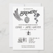 Brouwerij Baby - B&W - Uitnodiging Baby shower (Voorkant)