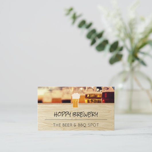 Brouwerij | Bierlogo | Houtnerf Visitekaartje (Staand voorkant)