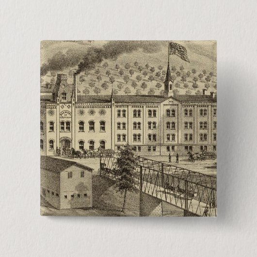 Brouwerij en mouterij van A Reymann Vierkante Button 5,1 Cm (Voorkant)