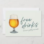Brouwerij Grappige Gratis Drinken Foto Bruiloft Save The Date (Voorkant)