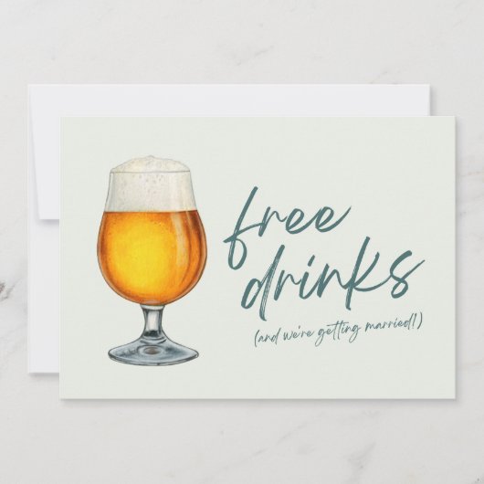 Brouwerij Grappige Gratis Drinken Foto Bruiloft Save The Date (Voorkant)