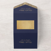 Brouwerij Navy Blue Gold Elegant Script  All In One Uitnodiging (Buitenkant)