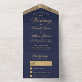 Brouwerij Navy Blue Gold Elegant Script  All In One Uitnodiging (Binnen)