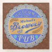 Brouwerij Pub - Pet met speciale bierflesjes Glazen Onderzetter (Voorkant)