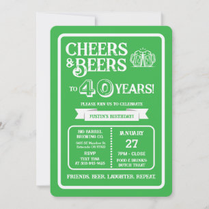 Brouwerij Pub Verjaardags Cheers en Bieren voor 40 Kaart