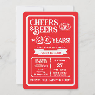 Brouwerij Pub Verjaardags Cheers en Bieren voor 80 Kaart