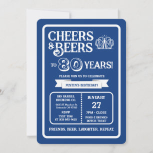 Brouwerij Pub Verjaardags Cheers en Bieren voor 80 Kaart