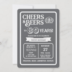 Brouwerij Pub Verjaardags Cheers en Bieren voor 80 Kaart