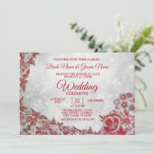 Brouwerij Red Floral Pattern Silver Sparkle Kaart (Staand voorkant)