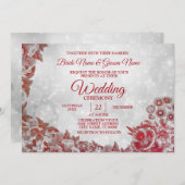 Brouwerij Red Floral Pattern Silver Sparkle Kaart (Voorkant / Achterkant)