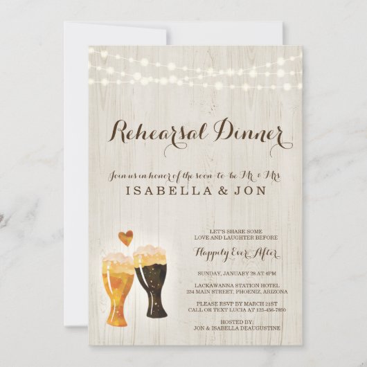 Brouwerij repetitie diner uitnodiging | rustiek bi (Voorkant)