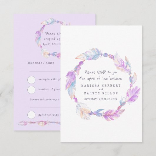 Brouwerij RSVP boho vether paarse tribale baard Kaartje (Voorkant / Achterkant)