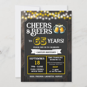 Brouwerij Verjaardags Cheers en Bieren tot 65 Jaar Kaart