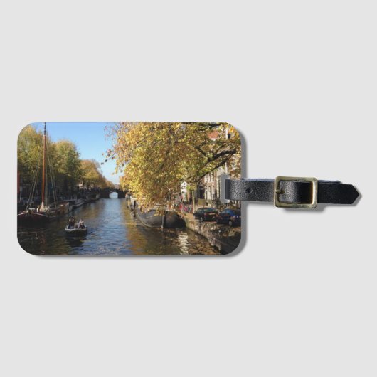 Brouwersgracht Amsterdam Canal Autumn Foto Bagagelabel (Voorkant (horizontaal))