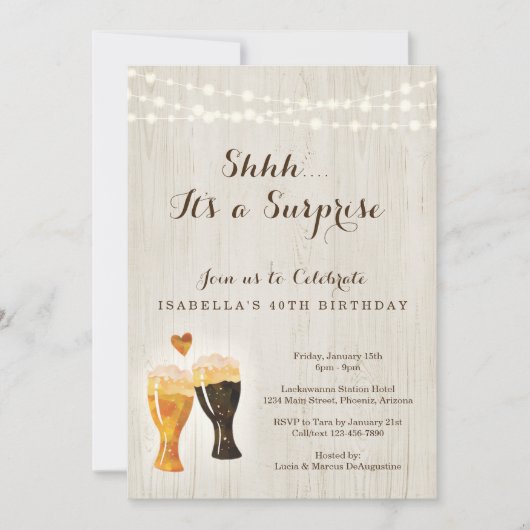 Brouwery Surprise Birthday Party | Rustic Beer Kaart (Voorkant)