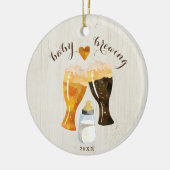 Brouwflesje en -beerstooster voor baby keramisch ornament (Links)