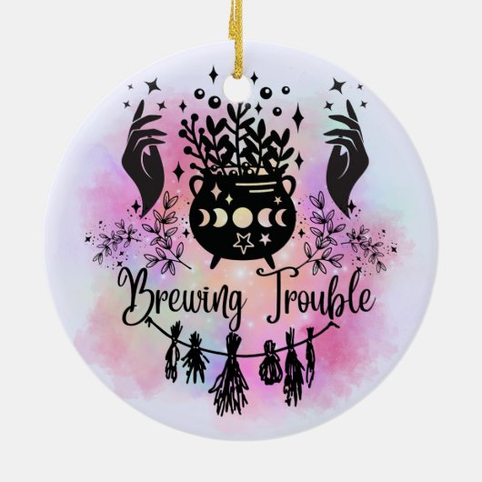 Brouwproblemen: ondeugend hekserig design keramisch ornament (Achterkant)
