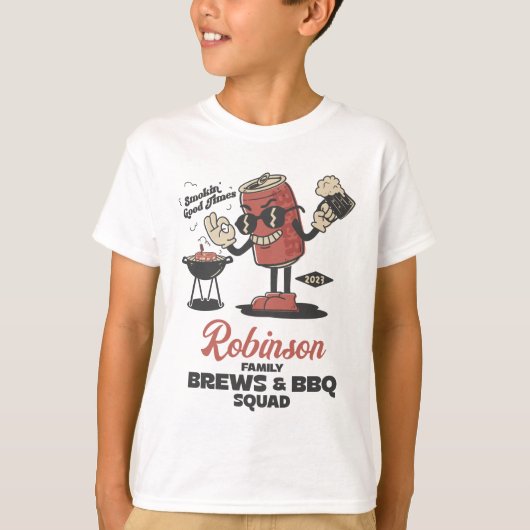 Brouwsels en BBQ Squad Grappige Barbeque Familie C T-shirt (Voorkant)