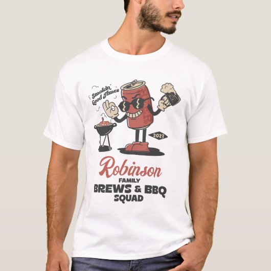 Brouwsels en BBQ Squad Grappige Barbeque Familie C T-shirt (Voorkant)